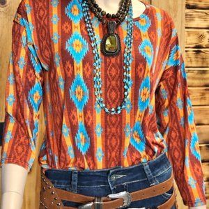 Aztec print 3/4 sleeve tunic